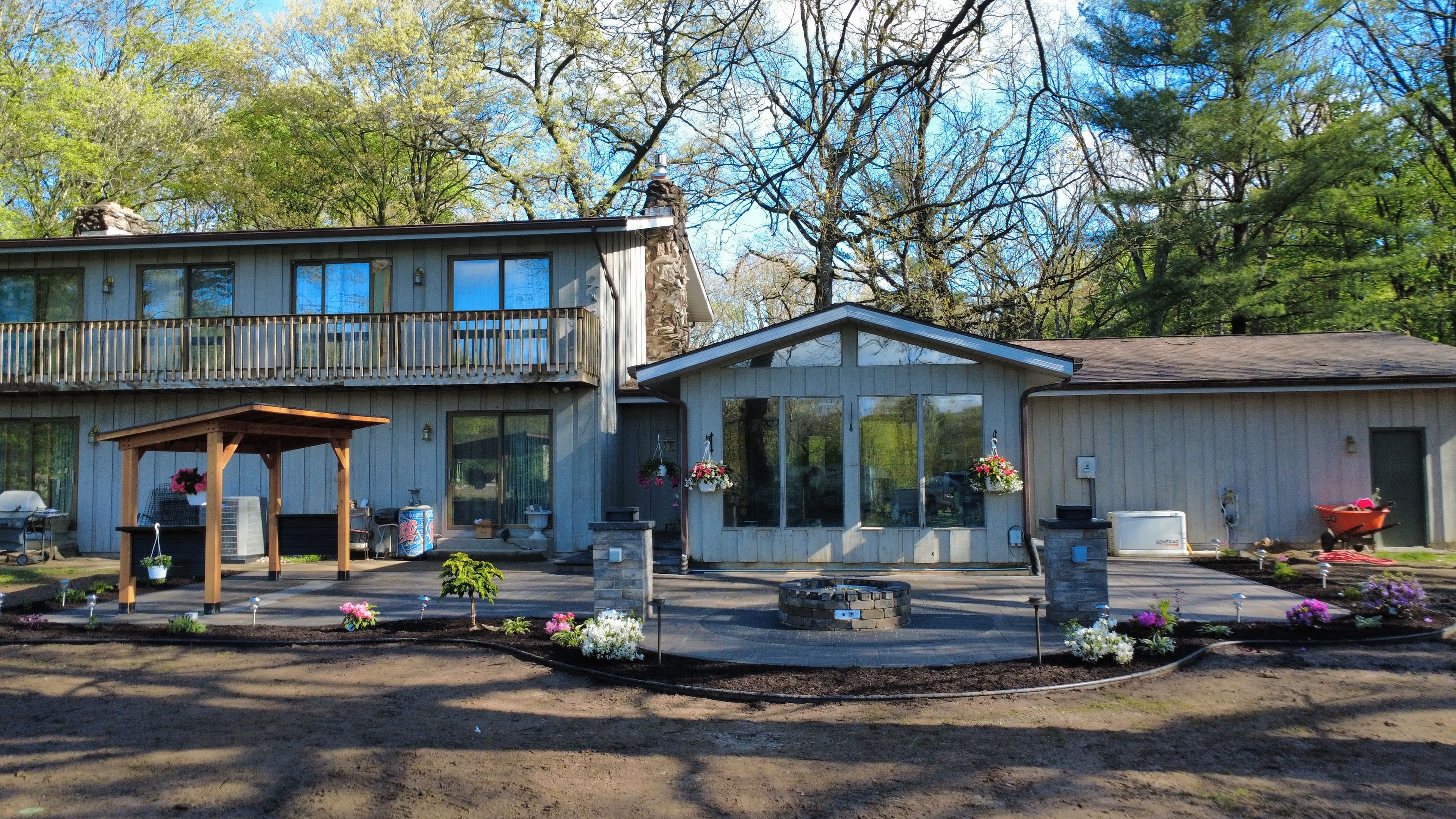 Project Paver Patio with Fire Pit, Lighting, and Full Landscape Install image