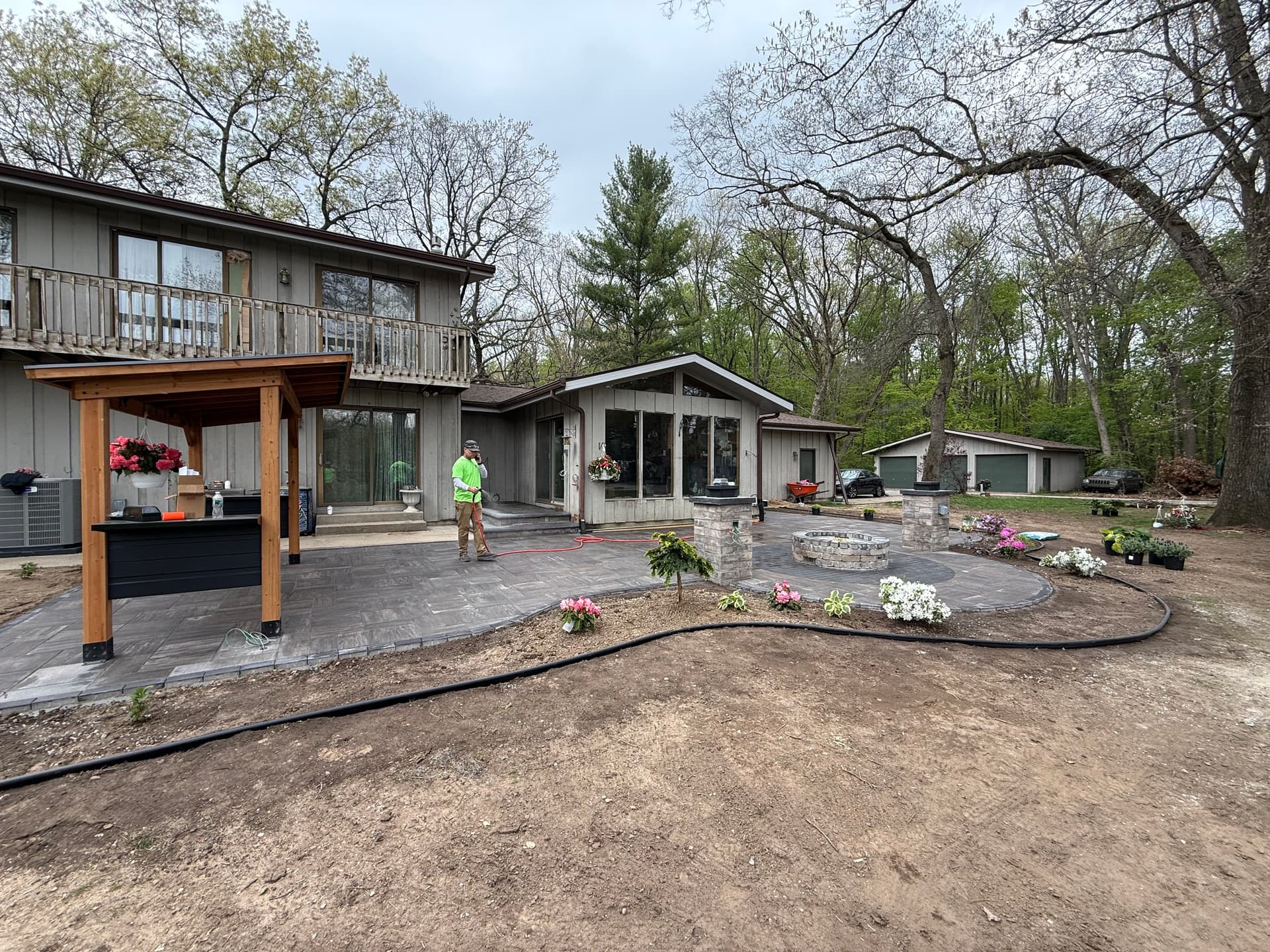Gallery photos for Paver Patio with Fire Pit, Lighting, and Full Landscape Install: Image #2